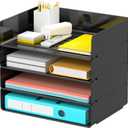 Desk Organizer, Stackable Paper Letter Tray, Desktop File Paper Holder Office Organization School Supplies, Black