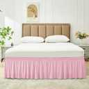Biscaynebay Wrap Around Bed Skirts for Queen Beds 15" Drop, Pink Adjustable Elastic Dust Ruffles Easy Fit Wrinkle & Fade Resistant Silky Luxurious Fabric Machine Washable