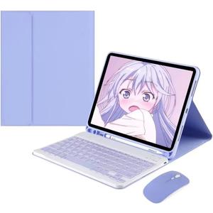 Galaxy Tab S10+ Plus/S9 FE+ Plus/Galaxy Tab S9+ Plus 12.4 Inch Case with Keyboard and Mouse, Detachable Magnetic Keyboard Case with S Pen Holder for Galaxy Tab S10 Plus/S9Plus/S9FE Plus (Purple)