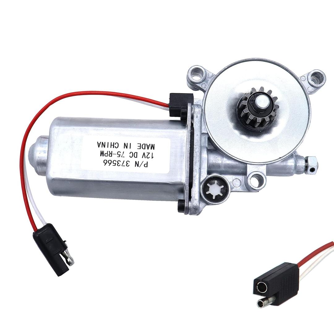 MOCW 373566 RV Power Awning Motor Replacement Universal 75-RPM 12-Volt DC with Single 2-Way Connector Power Awnings Compatible with Solera Power Awnings Motor