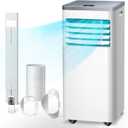 R.W.FLAME Portable Air Conditioner,8000 BTU Powerful Home AC Unit with Built-in Dehumidifier & Fan Mode,Cools 350 Sq.Ft,Functional Portable AC with Remote Control,24Hrs Timer,Installation Kit, White