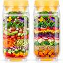 Salad Jar with Side Opening – Double-Lock Leak-Resistant Design, Vertical Layering Keeps Salads Fresh, Leak-Proof Salad Jar with Dressing Cup, Durable Salad Container for Lunch, Meal Prep & Work