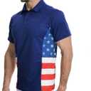 H HYFOL Short Sleeve Polo Shirts for Men Star Patchwork Graphic Stretch Casual American Patriotic Raglan Golf Polos for Men (Blue, XL)