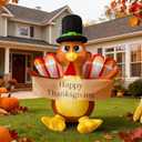 6 FT Thanksgiving Inflatables Turkey Decoration, Thanksgiving Blow up Turkey Decor with Built-in LED Lights for Outdoor Lawn Yard Decoration