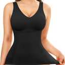 LODAY Compression Tanks for Women Shapewear Tank Top Tummy Control V Neck Camisole Cami Tops (Black, XL)