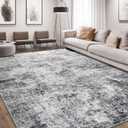 Area Rug Living Room Rugs - 9x12 Large Soft Indoor Neutral Modern Abstract Low Pile Washable Rug Carpet for Bedroom Dining Room Farmhouse Home Office - Grey (9' x 12')