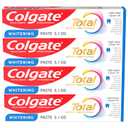 Colgate Total Whitening Toothpaste Paste, 5.1 oz, 4 Pack, Fluoride, Antibacterial, for Plaque, Gingivitis, Sensitivity, Stain Removal, Clinically Proven, Mint, Teeth Whitening, Stannous Fluoride