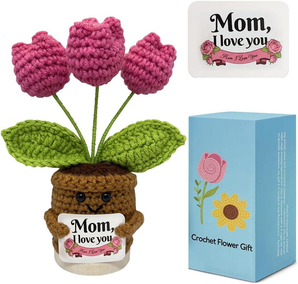 2 x Ucuber Thinking of Your Gifts Crochet Tulips Flowers for Mom