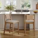 Nathan James Elodia Boho Counter Height Bar Stool with Back, Woven Seagrass Backrest and Solid Wood Frame, Light Brown