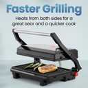 Chefman Panini Press, Indoor Grill and Gourmet Sandwich Maker, Nonstick Plates Open 180 Degrees, Floating Hinge for Thick Bread and Rolls, Stainless-Steel Finish with LED Indicators, 2 Slice - Black
