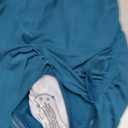 One Piece Swim Dress Women Mesh Tummy Control Bathing Suit Slimming Sheer Sarong Wraps Swimwear (Small, Blue Green)