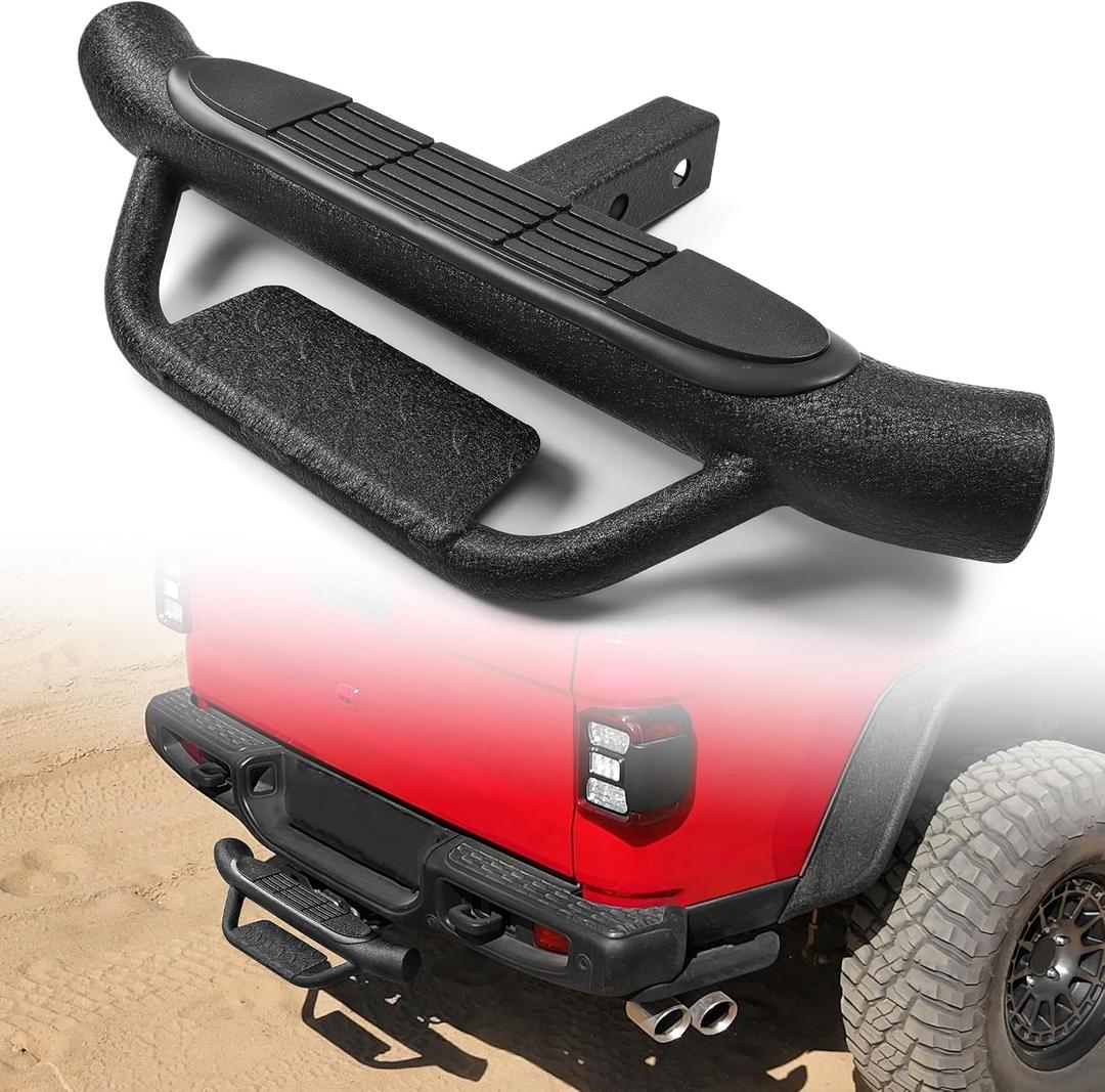 MONOKING Heavy Duty Hitch Step with 28" Wide Bumper Guard, 400 lbs Capacity Truck Step for SUV, Truck, RV, Vehicle - Fits 2" Receiver, Non-Slip Pads, Rust-Resistant Steel