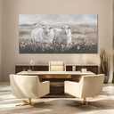 YETHEN WAL Extra Wide Panoramic Country Meadow Canvas Wall Art, Printed Sheep Landscape Artwork, Neutral Rustic Wall Decor for Great Room Living Room, Over Sectional, 29x58 Inch