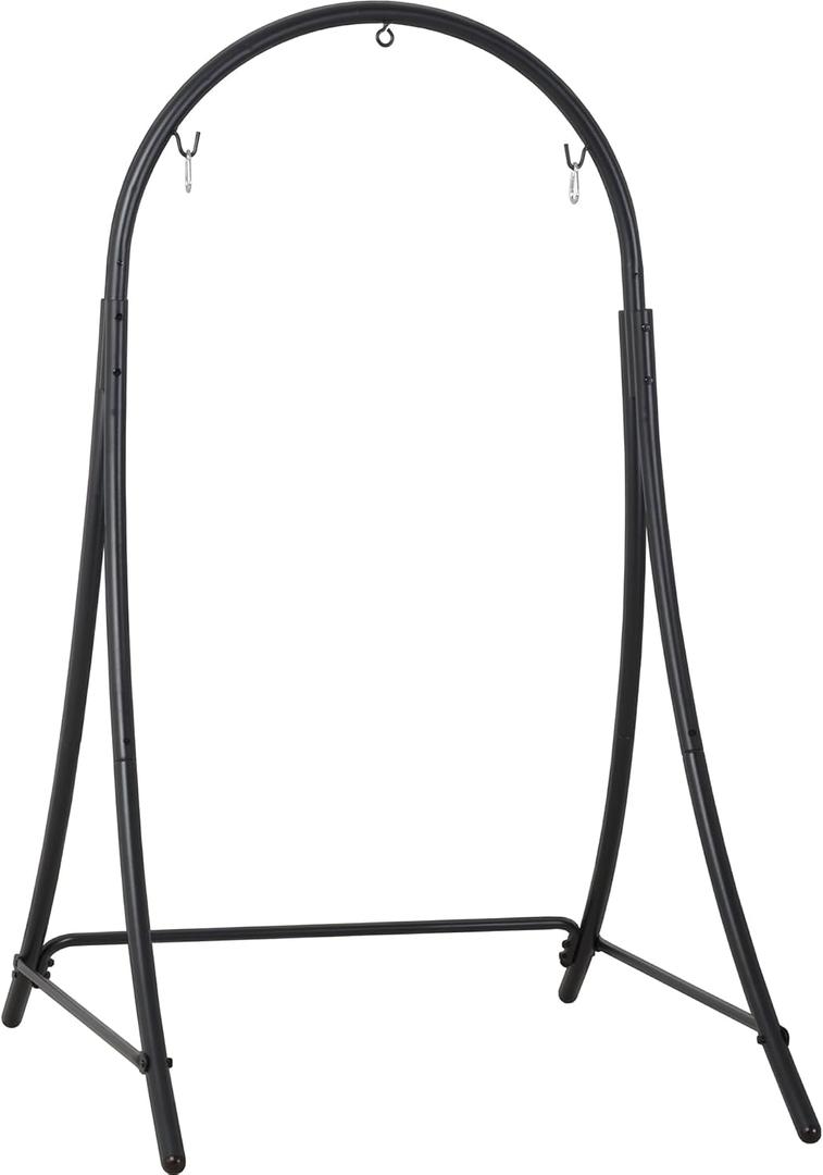 ANOW Adjustable Hammock Chair Swing Stand Only, Heavy Duty Hanging Chair Stand with Safety Hooks for Indoors Outdoors, Max 400 Lbs, Plus Size Version, Black