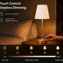 Cordless LED Table Lamp, 6000mAh Rechargeable Battery Operated Desk Lamp, 3-Level Dimming Metal Portable Nightlight for Restaurant, Bedroom, Bar, Patio, Gold 2PCS
