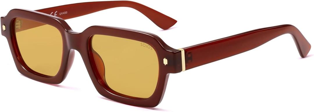 SOJOS Retro Trendy Polarized Sunglasses for Men Women Vintage Square Mens Shades SJ2397