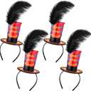 Newcotte 4 Pcs Ringmaster Hat Circus Mini Top Hat Headband Majorette Circus Costume Accessories for Costume Party Cosplay