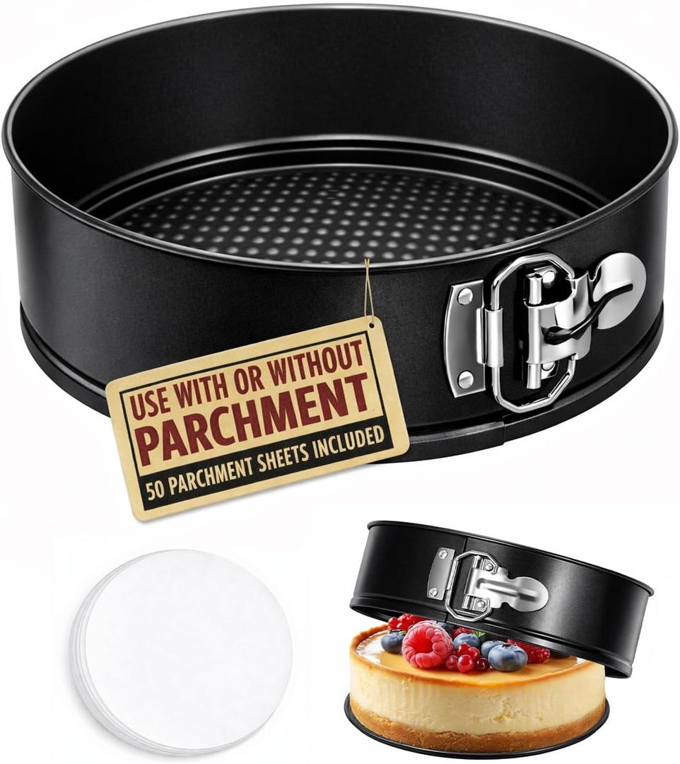 7 Inch Springform Pan for Instant Pot 6, 8 Qt Pressure Cooker 50Pcs Parchment Paper Baking Mold Round Leakproof Nonstick Removable Bottom Bakeware for Cake Cheesecakes Pizza and Quiches Accessories