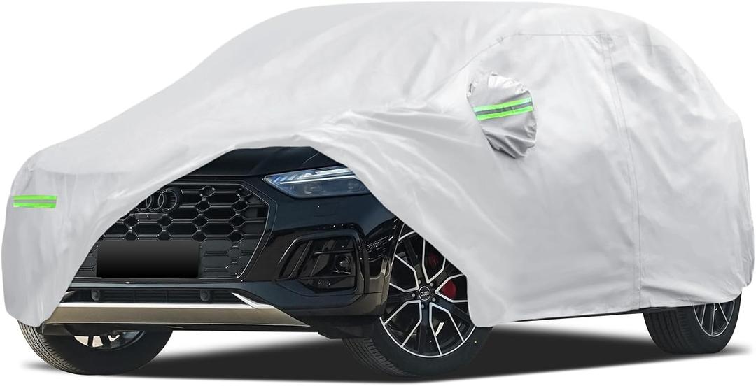 Car Cover Custom Fit for Audi Q5/SQ5 2009-2026, Migaven Waterproof Full Exterior Cover Sun Rain Protection with Door Zipper and Cotton Lining, Silver