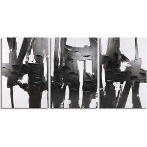 Pinetree Art 3 Panels Black and White Abstract Canvas Wall Art Prints 3D Textured Painting for Living Room (Large)