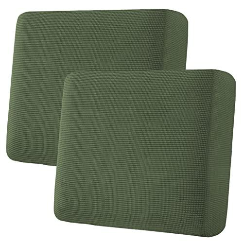 H.VERSAILTEX Super Stretch Individual Seat Cushion Covers Sofa Covers Couch Cushion Covers Slipcover Sets Thick Jacquard Textured Twill Fabric (2 Piece Large Sofa Cushion Covers, Bronze Green)