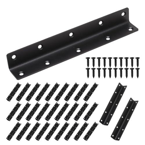 Redunest L Bracket, Heavy Duty Corner Brace, 30 Pack 8" Metal Shelf Bracket Angle Bracket for Shelves, Black Metal Braces for Wood, 200mm Overall Length