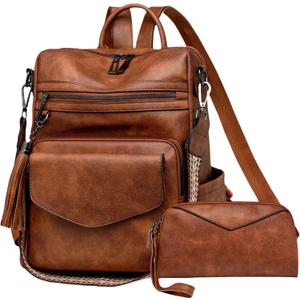 Backpack Purse for Women Fashion Designer Backpack Ladies Travel Convertible Shoulder Bags (Brown)