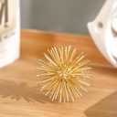Gold Sphere Decor, Metal Gold Starburst Tabletop Sculpture Decor, Modern Metal Starburst Centerpiece, Spike Ball Decoration for Home Decor