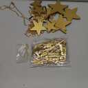 Mkono Hanging Photo Display Boho Decor Wooden Stars Garland with Metal Chains, Pictures Cards Holder with 25 Wood Clips, Wall Art for Christmas Living Room Bedroom Dorm Decor, Teen Girls Gift, Gold (Large)