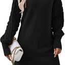 HUUSA Winter Dresses for Women 2025 Fall Puff Long Sleeve Sweaters Loose Mock Neck Outfits Sexy Mini Dress Going Out (Gray, S)