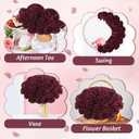 Thiccywoov 100 Pcs Flowers Long Stem Artificial Rose, 3.2 Inches Silk Rose Head Flowers Fake for Wedding Bridal Bouquet Independence Day Home Floral DIY Centerpieces Party Decoration (Burgundy)