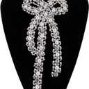 Handmade Large Pearl Bow Flower Beaded Patch for Clothing Embroidery Applique Decoration Patches Sewing on Accessories (Black)