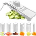 Mandoline Slicer Vegetable Chopper, Fruit Slicer, Cheese Grater & Potato Cutter with 6 Blades, Easy Kitchen Tool, White