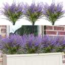 BohoSM 12 Bundles Outdoor Artificial Flowers Lavender Artificial Plants Fake Bushes Artificial Shrubs Greenery Plastic Outdoor UV Resistant Faux Lavender Purplish Blue
