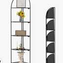 Crofy Foldable 5 Tier Corner Shelf, Metal Corner Plant Stand with Black Frame and Black Shelves, Corner Display Rack Multipurpose Shelving Unit for Living Room, Bedroom, Bathroom