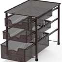 Simple Houseware Stackable 3 Tier Sliding Basket Organizer Drawer, Bronze