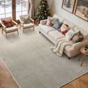 FinRec Low Pile 5x7 Area Rugs for Bedroom Living Room, Thin Rug Solid Color, Non-Slip Carpet Indoor for Home Decor (Light Tan)