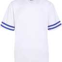 Blank Football Jerseys for Men Adult Hip-Hop Hipster Shirt Practice Sports Uniform Tops, Royal Stripes Small