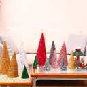 Liliful 8 Pieces Christmas Velvet Trees Set Modern Christmas Decor 4 Sizes Handmade Christmas Tabletop Centerpieces Trees Winter Decoration for Entryway Mantle Farmhouse (White Silver Sequin)