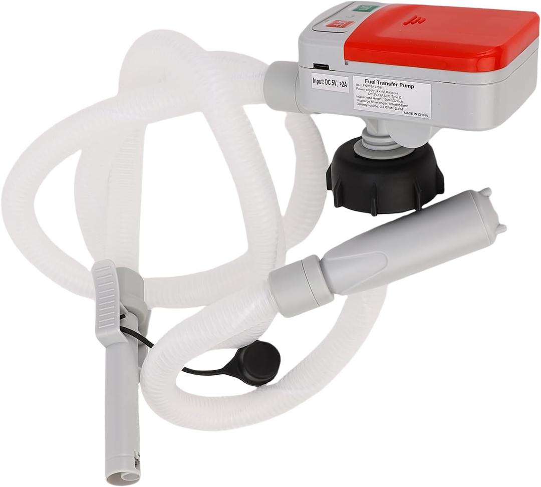 Fuel Transfer Pump Oil Transfer Pump Liquid Fuel Transfer Pump 3.2GPM Auto Shut Off with 51in Hose & 4 Adapters for Gasoline Kerosene Non Potable Water