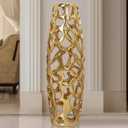 Ceramic Vase Large Floor Vase Handmade Ceramic Flower Holder Hand Carved Sophisticated Vessel for Decorative Branches and Dried Flowers 24 Inches Gold