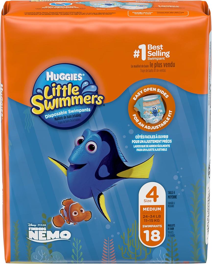 Huggies Little Swimmers Disposable Swim pants, Swim Diaper, Size Medium, 18 Ct. (Pack of 4)