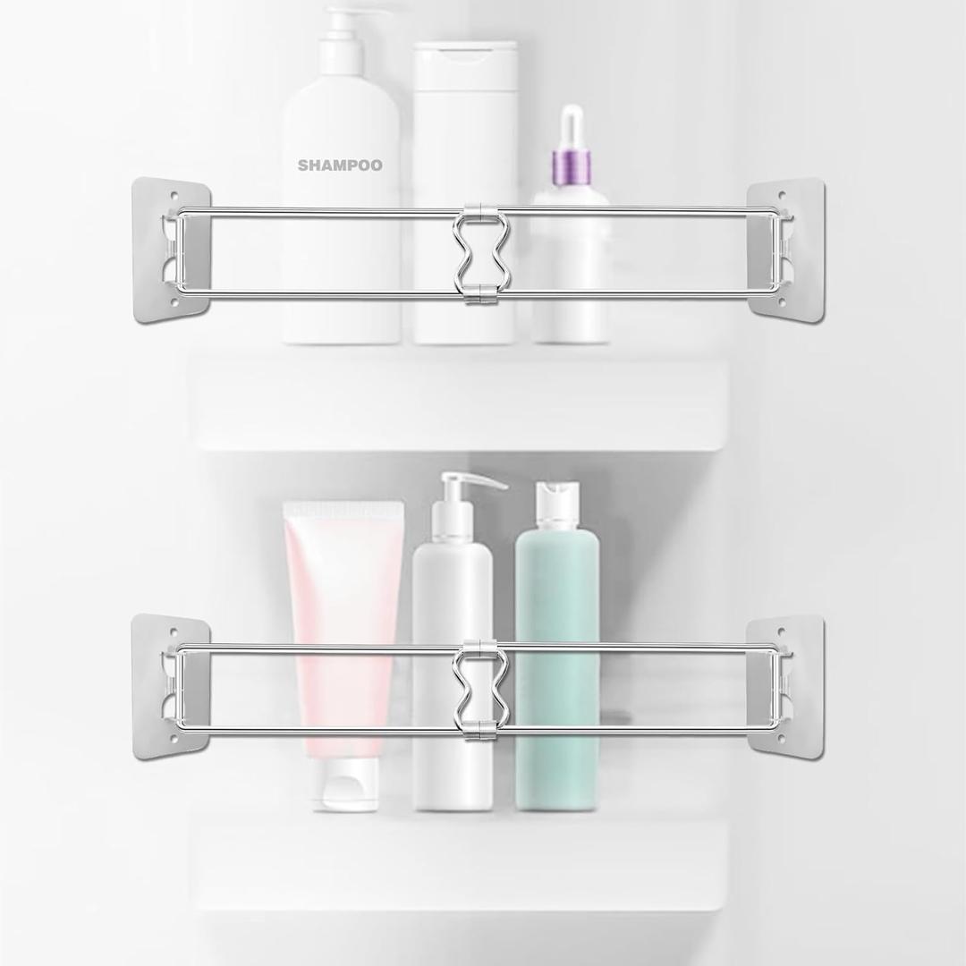 RV Shower Corner Storage Bar- Adjustable 7.5-13 inches Stainless Steel Rod for Corner Shelves in Camper Bathroom Storage - RV Bathroom Organization Must Haves Accessories for Inside (1 Pack)