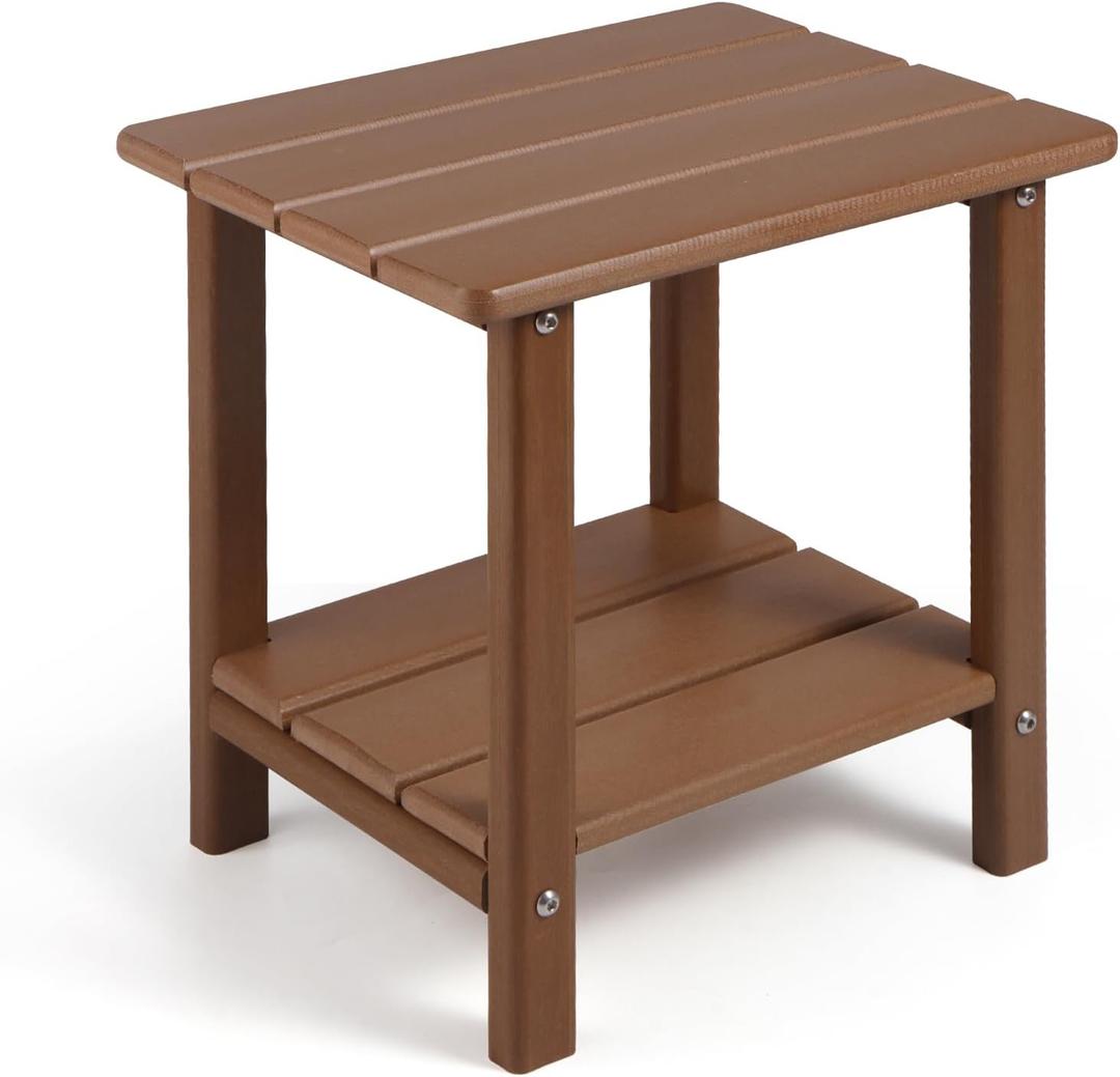 Apolimi Adirondack Outdoor Side Table, 2-Tier Sturdy Patio End Table Weather Resistant, 16.5" Solid Side Table for Patio, Pool, Porch