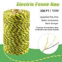 330 Feet Electric Fence Polywire & 30 Pcs Electric Fence Insulator, 1/8" Diameter Portable Electric Fencing Poly Wire Rope Line 6 Steel Strands for Reliable Conductivity & Rust Resistance