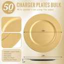 50 Pcs Gold Charger Plates 13" Round Charger Plates Bulk Beaded Chargers for Dinner Plate Decorative Gold Chargers Plastic Charger Plate for Wedding Party Event Baby Bridal Shower Table Decoration