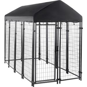 Amazon Basics - Welded Rectangular Outdoor Secure Wire Crate Kennel for Cat, Dog Large, Black, 102 x 48 x 72 inches