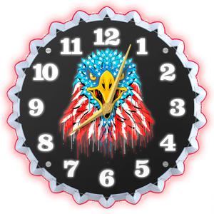 Bald Eagle Wall Clock, 12 Inch Neon Wall Clock, Americn Flag & Bald Eagle Graphics, Stunning 3D Glow Effect, Non Ticking Clocks, for Living Room/Bedroom/Office/Garage/Bar/Game Room Decor