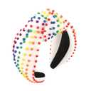 YISSION Rainbow Beaded Knotted Wide Headband for Adults - Colorful Pride Festival Hair Accessory for Parties, Celebrations & Daily Wear
