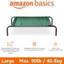 Amazon Basics Cooling Breathable Elevated Dog Bed with Metal Frame for Large Dogs, 51" x 31" x 8", Green, Easy to Assemble